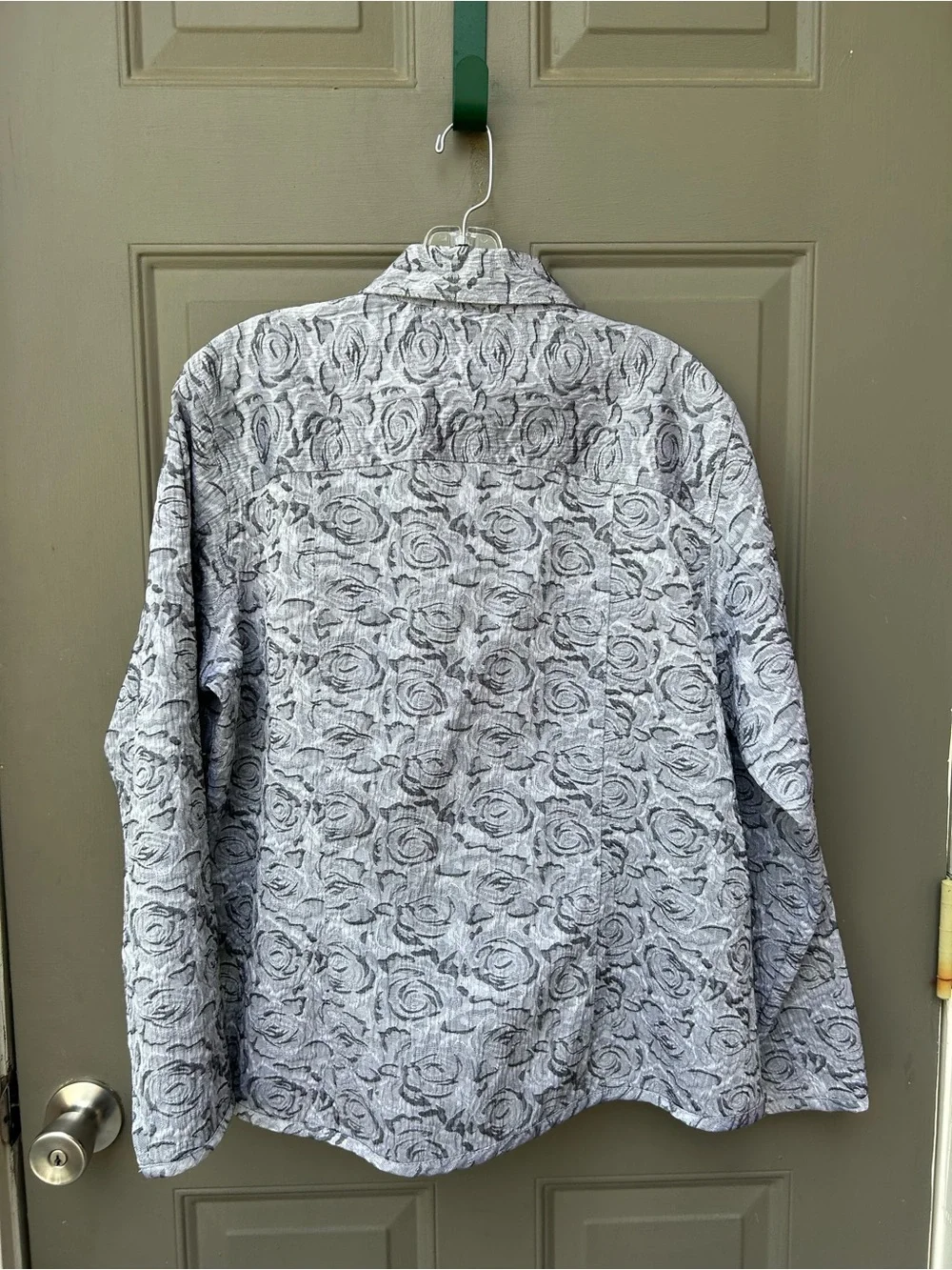 Chico's Gray Floral-Print Lightweight Jacket